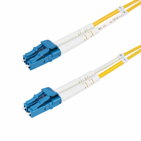 StarTech.com SMDOS2LCLC1M Cable de Fibra Óptica Dúplex LC a LC (UPC) OS2 Monomodo de 1m - 9/125µm - 100G - Resistente a