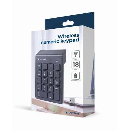 Gembird KPD-W-02 KPD-W-02, Bluetooth, 18, Portátil/PC, Negro