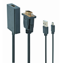 Gembird A-VGA-HDMI-01 A-VGA-HDMI-01, 0,15 m, HDMI tipo A (Estándar), VGA (D-Sub), Macho, Hembra, 1920 x 1080 Pixeles