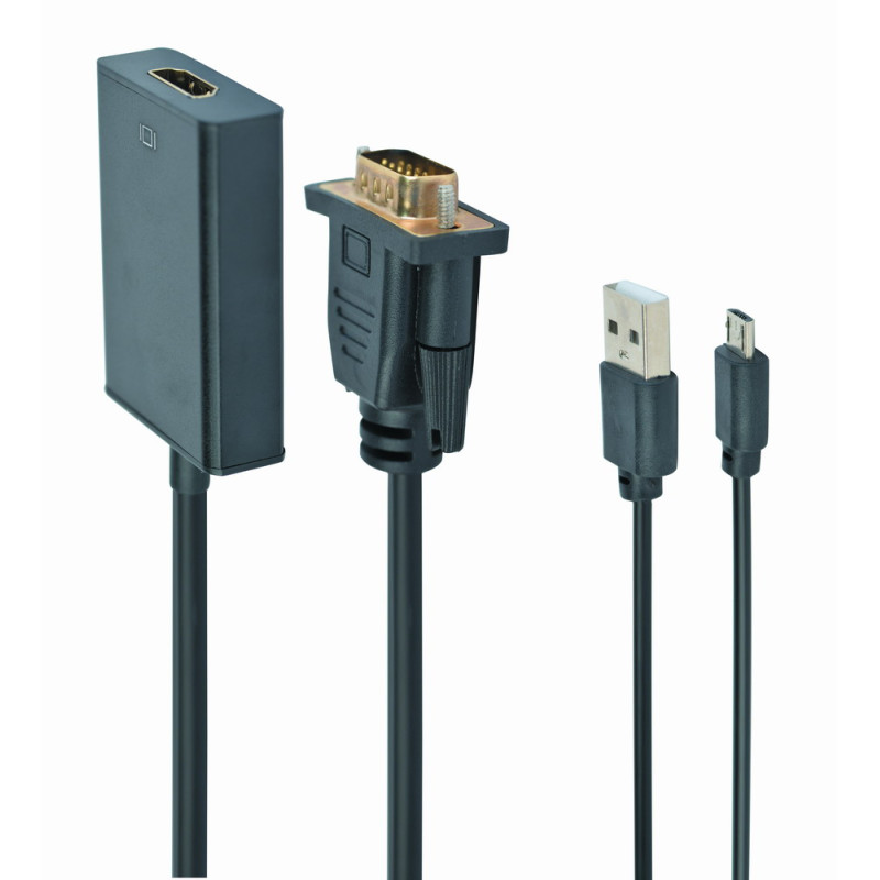 Gembird A-VGA-HDMI-01 A-VGA-HDMI-01, 0,15 m, HDMI tipo A (Estándar), VGA (D-Sub), Macho, Hembra, 1920 x 1080 Pixeles