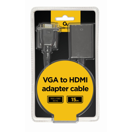 Gembird A-VGA-HDMI-01 A-VGA-HDMI-01, 0,15 m, HDMI tipo A (Estándar), VGA (D-Sub), Macho, Hembra, 1920 x 1080 Pixeles