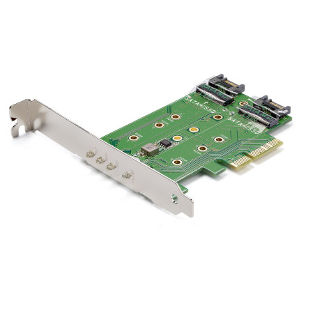 StarTech.com PEXM2SAT32N1 Tarjeta Adaptadora de 3 Puertos M.2 NGFF para SSD - Soporta 1x SSD M.2 PCIe NVMe - 2x SSD M.2 SATA