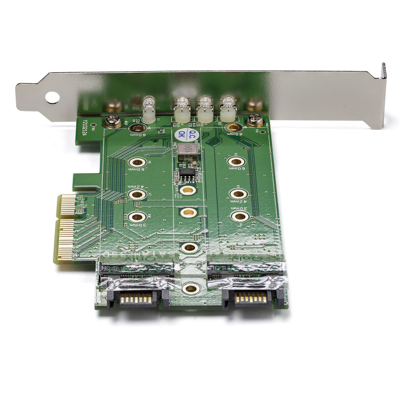 StarTech.com PEXM2SAT32N1 Tarjeta Adaptadora de 3 Puertos M.2 NGFF para SSD - Soporta 1x SSD M.2 PCIe NVMe - 2x SSD M.2 SATA