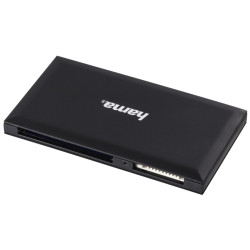 Hama 00181018 | Lector universal de tarjeta SD, micro SD, conexión USB 3.0, Color Negro, MS Duo, MS PRO Duo, MS Pro-HG Duo, 2