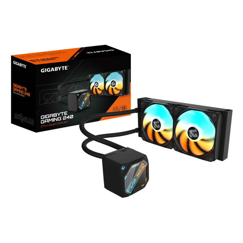 GIGABYTE GP-GIGABYTE GME 240 GAMING 240 Refrigeración Líquida para CPU - 2x120mm Ventiladores ARGB, mecanismo de