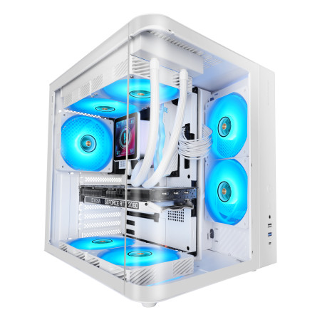Mars Gaming MCCURVW MC-CURVW, Midi Tower, PC, Negro, Blanco, ATX, micro ATX, Mini-ITX, Juego, 16,5 cm