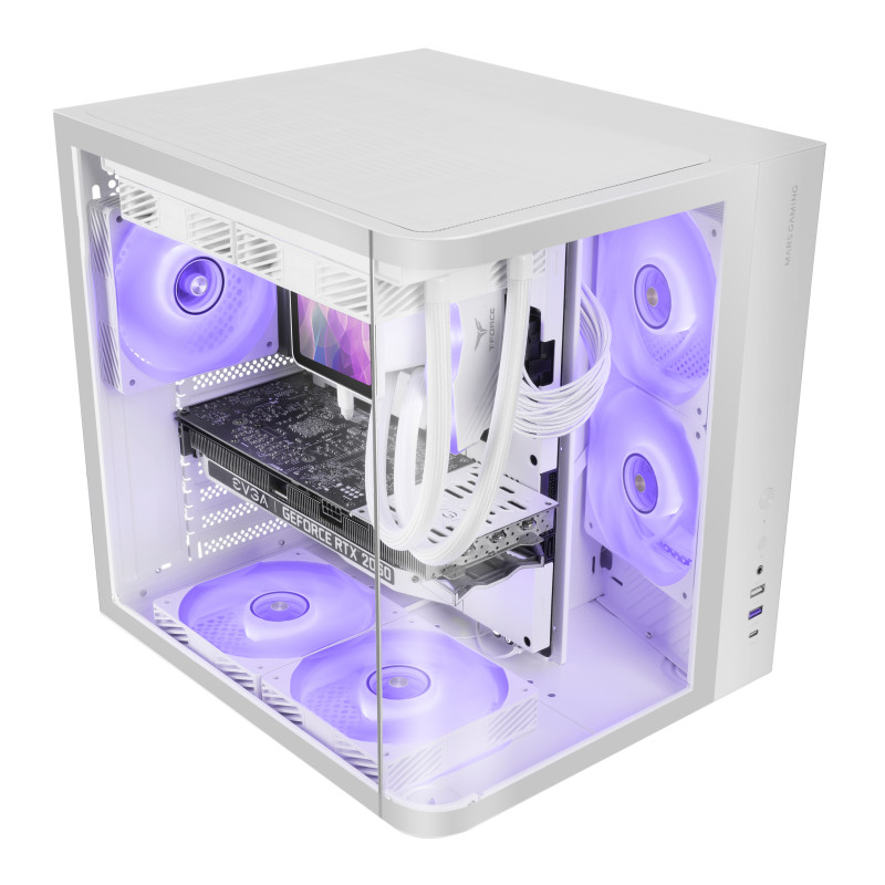 Mars Gaming MCCURVW MC-CURVW, Midi Tower, PC, Negro, Blanco, ATX, micro ATX, Mini-ITX, Juego, 16,5 cm
