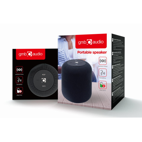 Gembird SPK-BT-15-BK SPK-BT-15-BK, 5 W, 100 - 20000 Hz, 85 dB, Inalámbrico y alámbrico, 10 m, MicroUSB