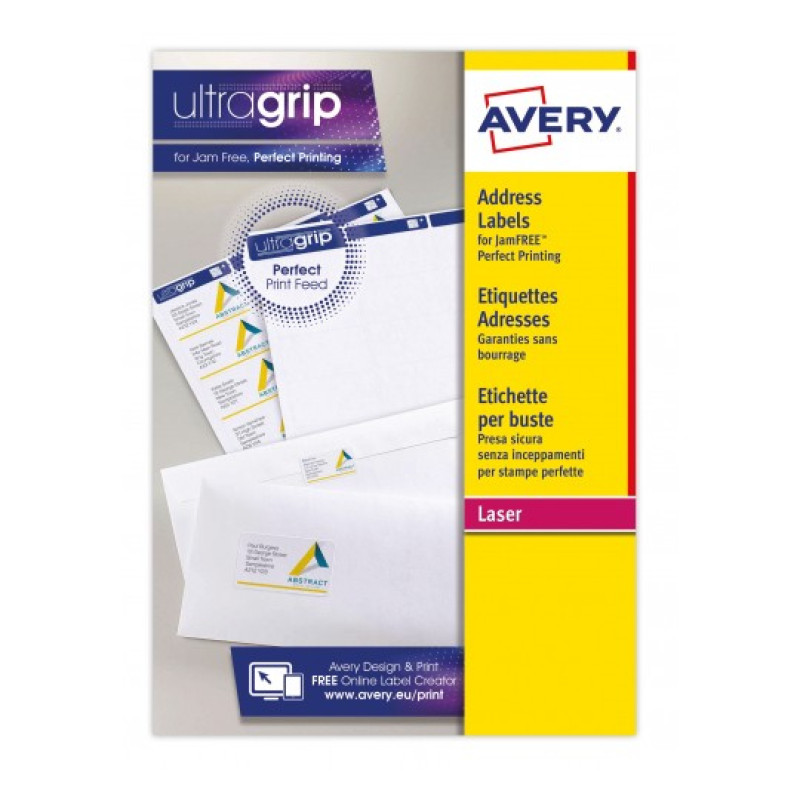 Avery L7159-15 L7159-15, Etiqueta autoadhesiva, Blanco, Papel, Laser/Inyección de tinta, Permanente, Rectángulo