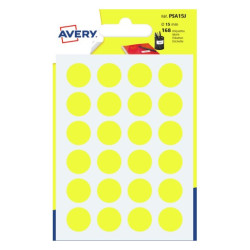 Avery PSA15J PSA15J, Amarillo, Alrededor, Permanente, Papel, 1,5 cm, 168 pieza(s)
