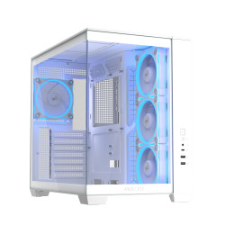 ASUS 90DC00S3-B19000 A32 Plus TG ARGB White, Midi Tower, PC, Blanco, ATX, micro ATX, Mini-ITX, Metal, Juego