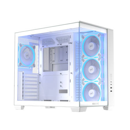 ASUS 90DC00S3-B19000 A32 Plus TG ARGB White, Midi Tower, PC, Blanco, ATX, micro ATX, Mini-ITX, Metal, Juego
