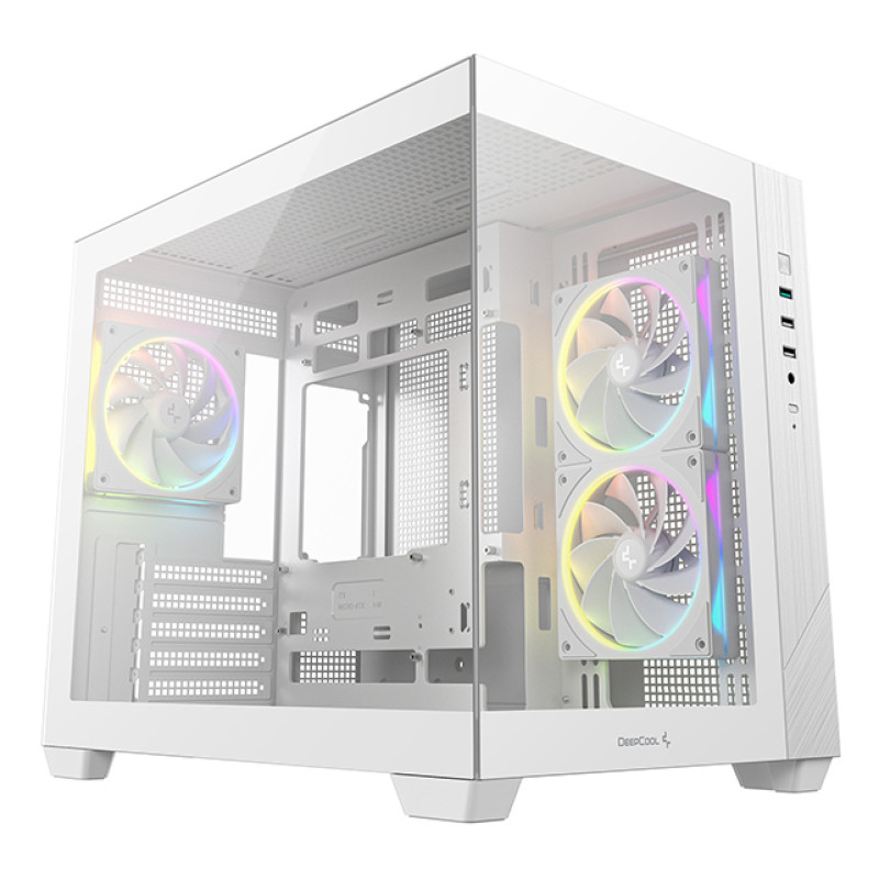 DeepCool R-CG330-WHNGM3-G CG330 3F WH, Torre, PC, Blanco, ITX, micro ATX, Acrilonitrilo butadieno estireno (ABS), SPCC, Vidrio