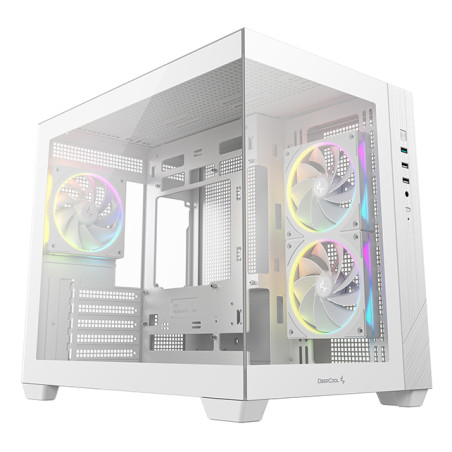 DeepCool R-CG330-WHNGM3-G CG330 3F WH, Torre, PC, Blanco, ITX, micro ATX, Acrilonitrilo butadieno estireno (ABS), SPCC, Vidrio