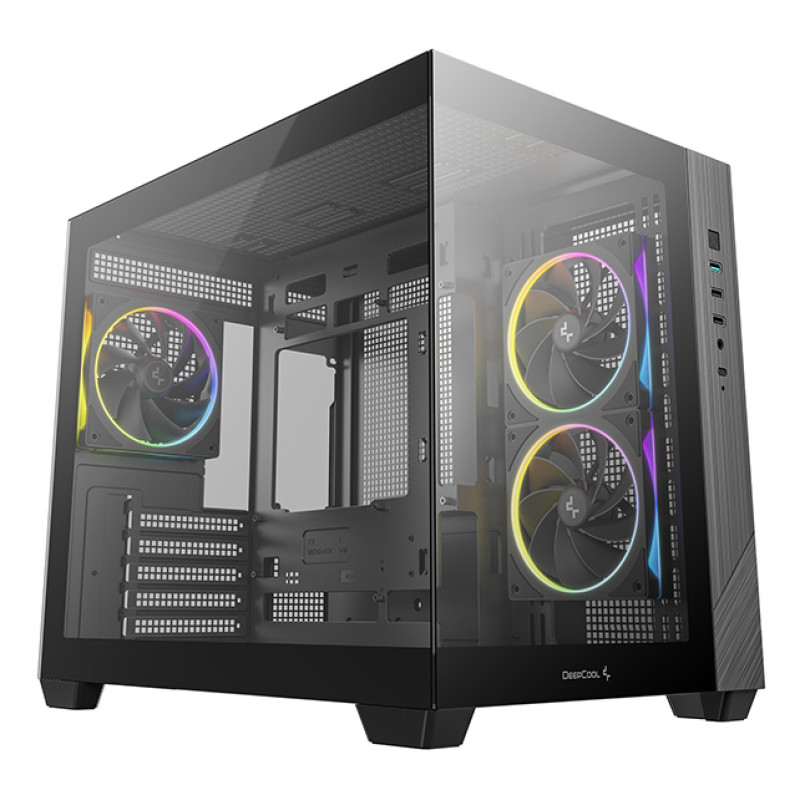 DeepCool R-CG330-BKNGM3-G CG330 3F, Torre, PC, Negro, ITX, micro ATX, Acrilonitrilo butadieno estireno (ABS), SPCC, Vidrio