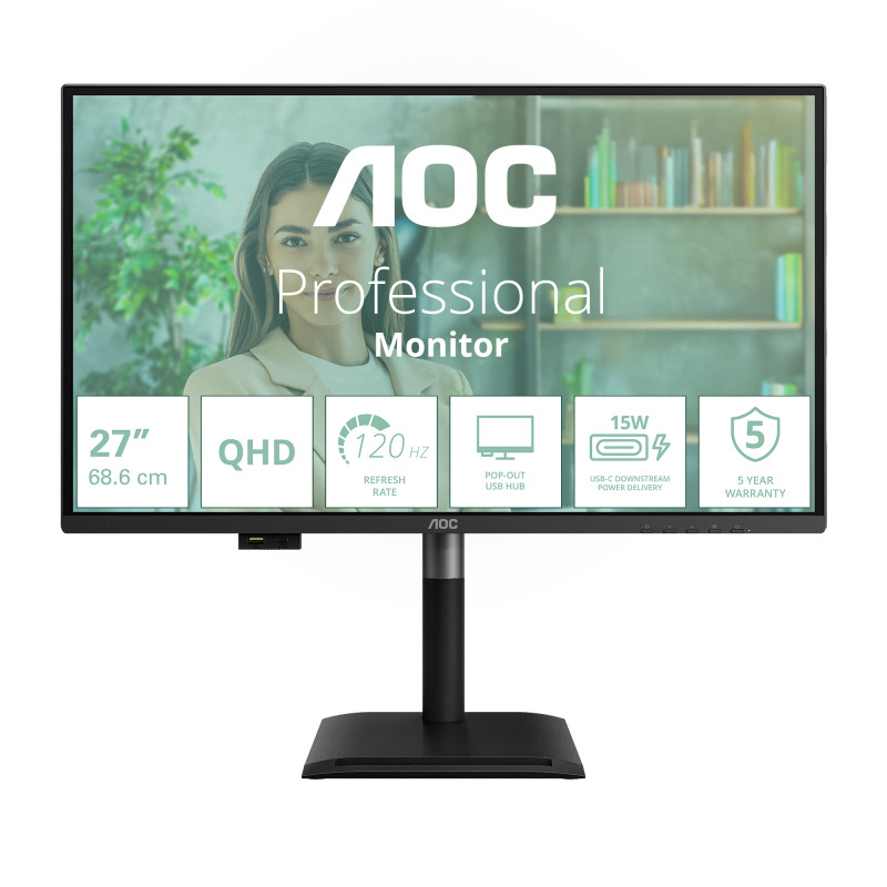 AOC Q27P4U Q27P4U, 68,6 cm (27"), 2560 x 1440 Pixeles, Wide Quad HD, 4 ms, Negro