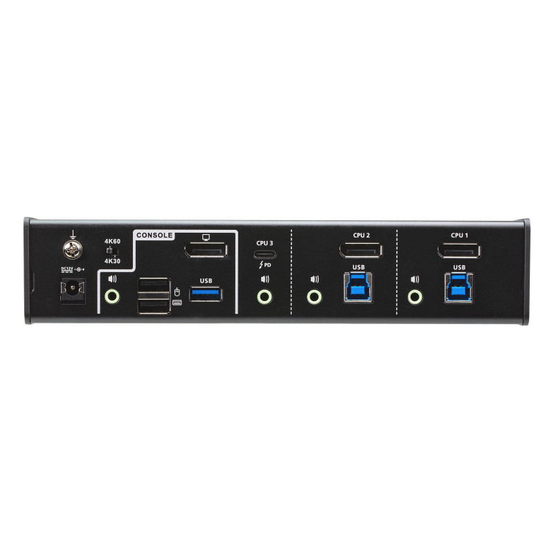 ATEN CS1953 Switch KVMP™ híbrido USB-C DisplayPort de 3 puertos, 4096 x 2160 Pixeles, 4K Ultra HD, 5,78 W, Negro
