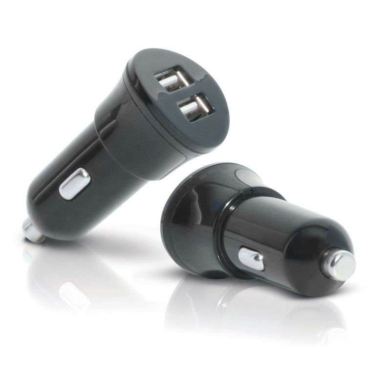 Mobilis 001241 Car Charger 2 USB, Auto, Encendedor de cigarrillos, Negro