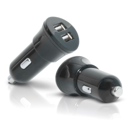 Mobilis 001241 Car Charger 2 USB, Auto, Encendedor de cigarrillos, Negro