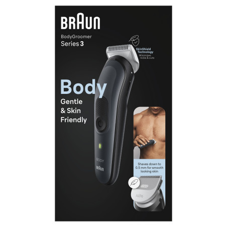Braun 416982 BodyGroomer 3 BG3340, AC/Batería, Negro, Gris