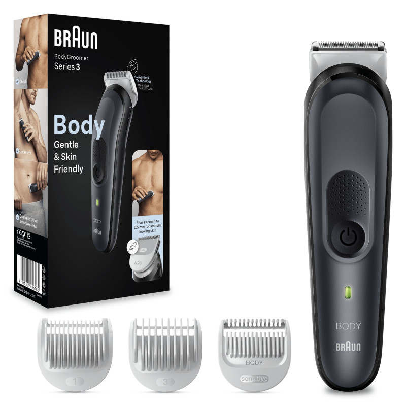 Braun 416982 BodyGroomer 3 BG3340, AC/Batería, Negro, Gris