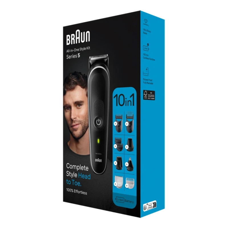 Braun MGK5440 MGK5440, Negro, 0,5 mm, 2,1 cm, Acero inoxidable, Batería, 100 min