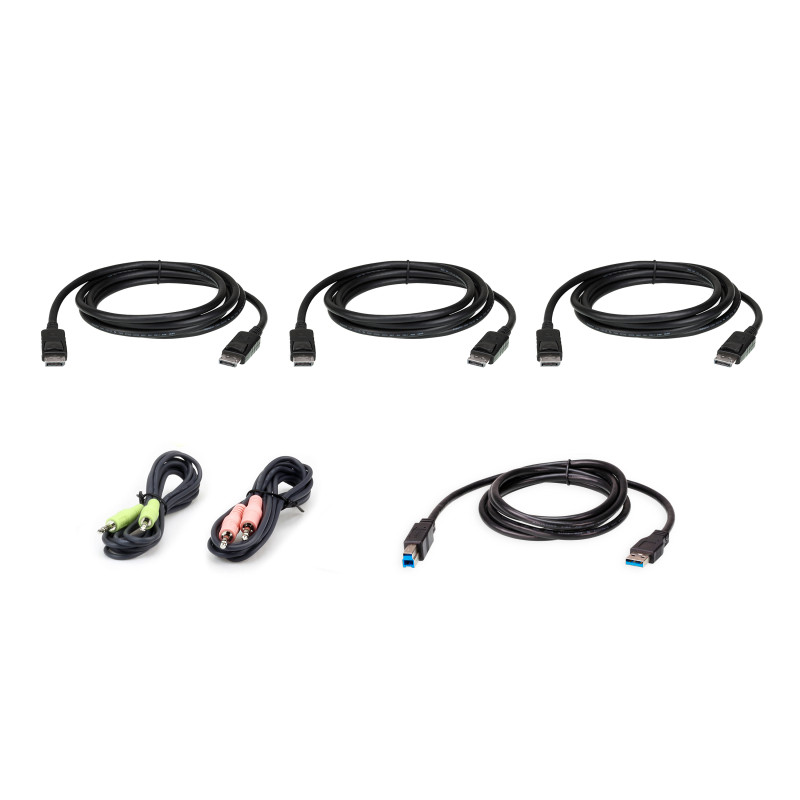 ATEN 2L-7D02UDPX6 Kit de cable para KVM seguro DisplayPort triple display USB de 1,8 m, 1,8 m, USB, USB, DisplayPort, Negro,