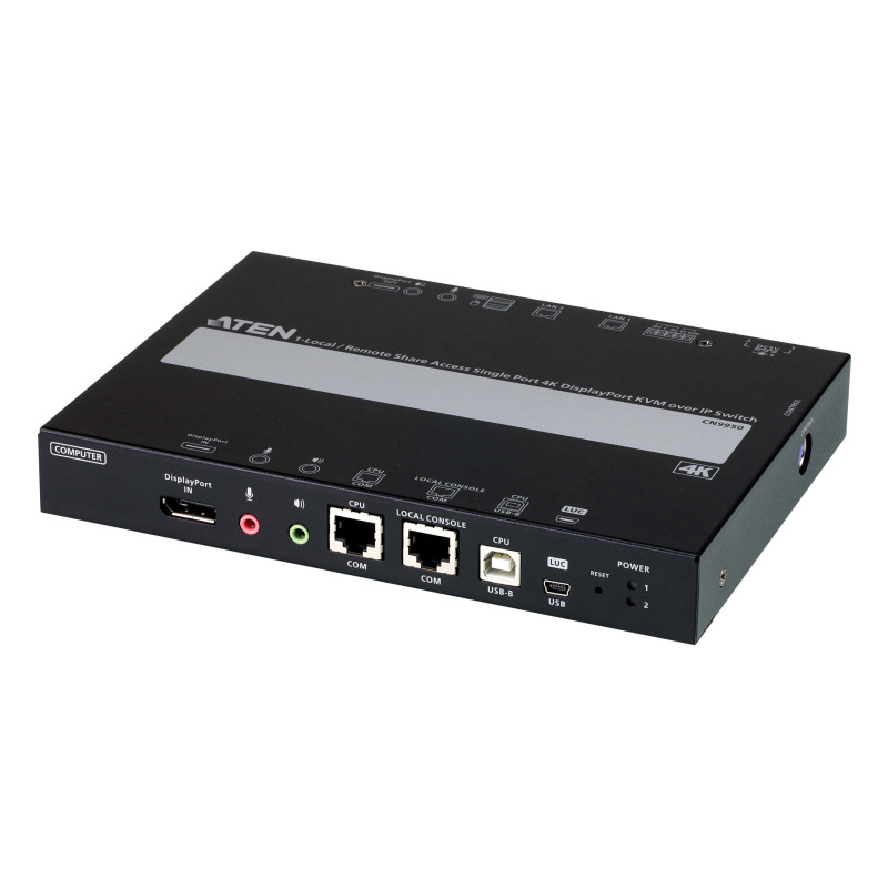 ATEN CN9950-AT-G 1 switch KVM a través de IP DisplayPort 4K de un solo puerto para acceso a recurso compartido local/remoto,