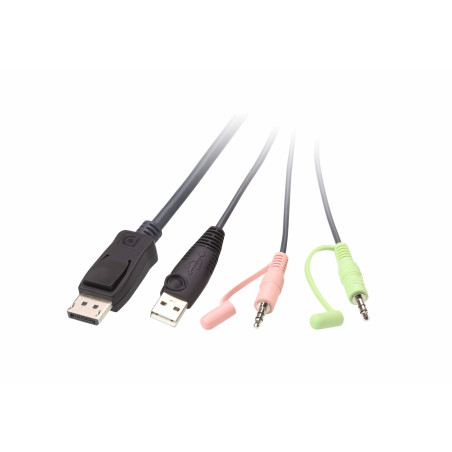 ATEN CS22DP-AT Switch KVM formato cable DisplayPort USB de 2 puertos selector remoto de puerto, 4096 x 2160 Pixeles, 4K Ultra