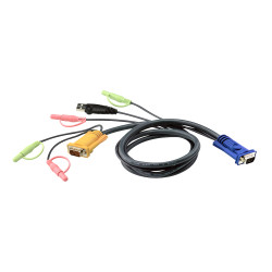 ATEN 2L-5303U Cable KVM USB con audio y SPHD 3 en 1 de 3 m, 3 m, VGA, Negro, HD-15, USB A, 2 x 3.5mm, HDB-15, 2 x 3.5mm, Macho