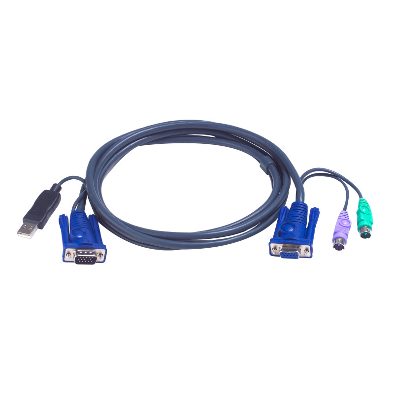 ATEN 2L-5503UP 2L5503UP, 3 m, VGA, Negro, HD-15, USB A, HD-15, 2xPS/2, Macho/Hembra