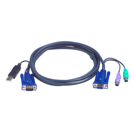 ATEN 2L-5503UP 2L5503UP, 3 m, VGA, Negro, HD-15, USB A, HD-15, 2xPS/2, Macho/Hembra