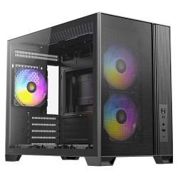 Antec 0-761345-10253-7 FLUX M, Micro Torre, PC, Negro, ITX, micro ATX, Plástico, Acero, Vidrio templado, Juego