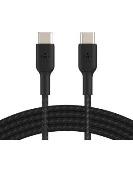 cable desde usb-c macho a usb-c macho longitud 1 metro exterior trenzado carga rapida color negro