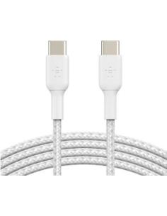 cable desde usb-c macho a usb-c macho longitud 1 metro exterior trenzado carga rapida color blanco