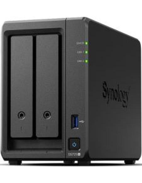 nas diskstation ds725+ amd ryzen r1600 2.6ghz 4gb ddr4 ecc 2 bahias 3.5' hdd 2.5' hdd 2.5' ssd raid 0, 1, 5, 6, 10, jbod usb 3.2