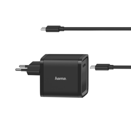 Hama 00200005 | Cargador universal de portátil USB C de 45W, carga rápida, color negro, Interior, Corriente alterna, 20 V, 2