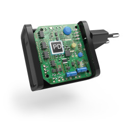 Hama 00200005 | Cargador universal de portátil USB C de 45W, carga rápida, color negro, Interior, Corriente alterna, 20 V, 2 2
