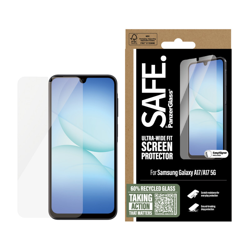 PanzerGlass SA19343 SAFE. by ® Screen Protector Samsung Galaxy A17 | A17 5G | Ultra-Wide Fit w. EasyAligner, Samsung, Samsung
