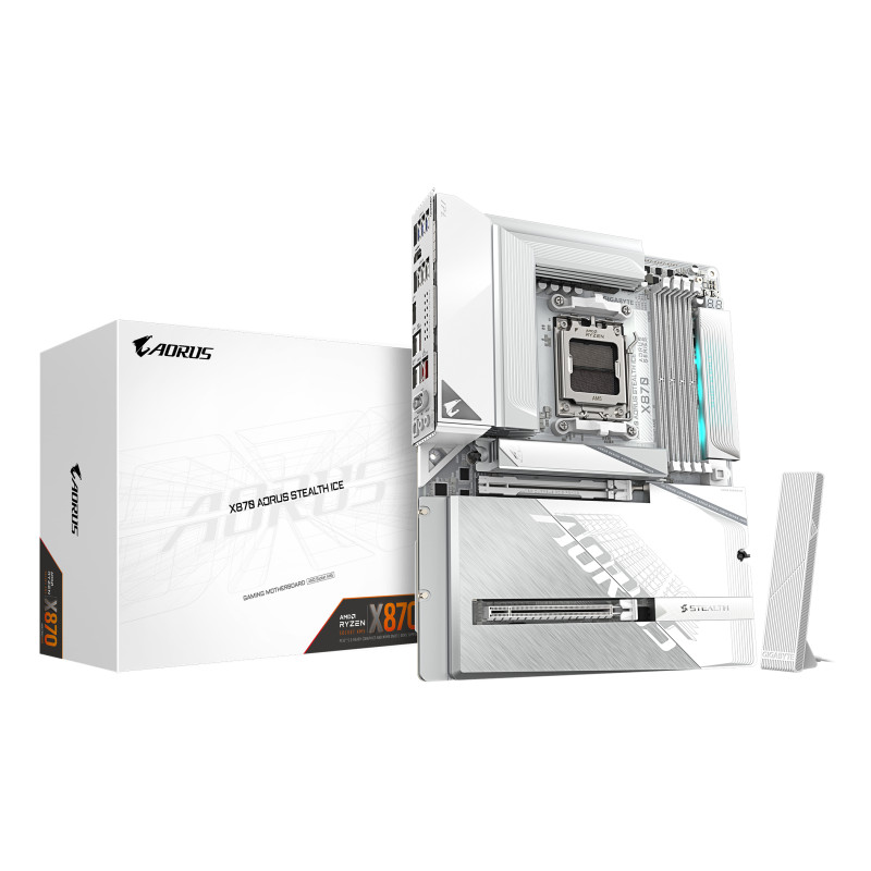 GIGABYTE X870 A STEALTH ICE X870 AORUS STEALTH ICE Placa Base – Compatible con procesadores AMD Ryzen 9000, VRM digital de