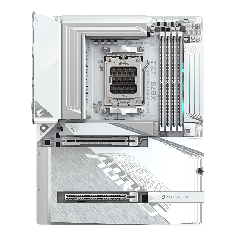 GIGABYTE X870 A STEALTH ICE X870 AORUS STEALTH ICE Placa Base – Compatible con procesadores AMD Ryzen 9000, VRM digital de