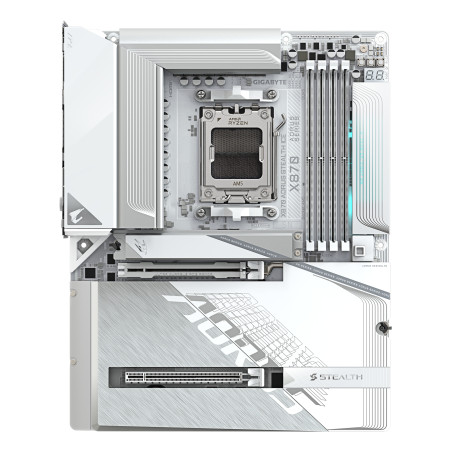 GIGABYTE X870 A STEALTH ICE X870 AORUS STEALTH ICE Placa Base – Compatible con procesadores AMD Ryzen 9000, VRM digital de