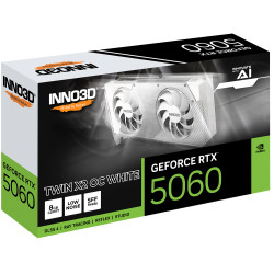 INNO3D N50602-08D7X-195070W GeForce RTX 5060 Twin X2 OC, GeForce RTX 5060, 8 GB, GDDR7, 128 bit, 7680 x 4320 Pixeles, PCI 2