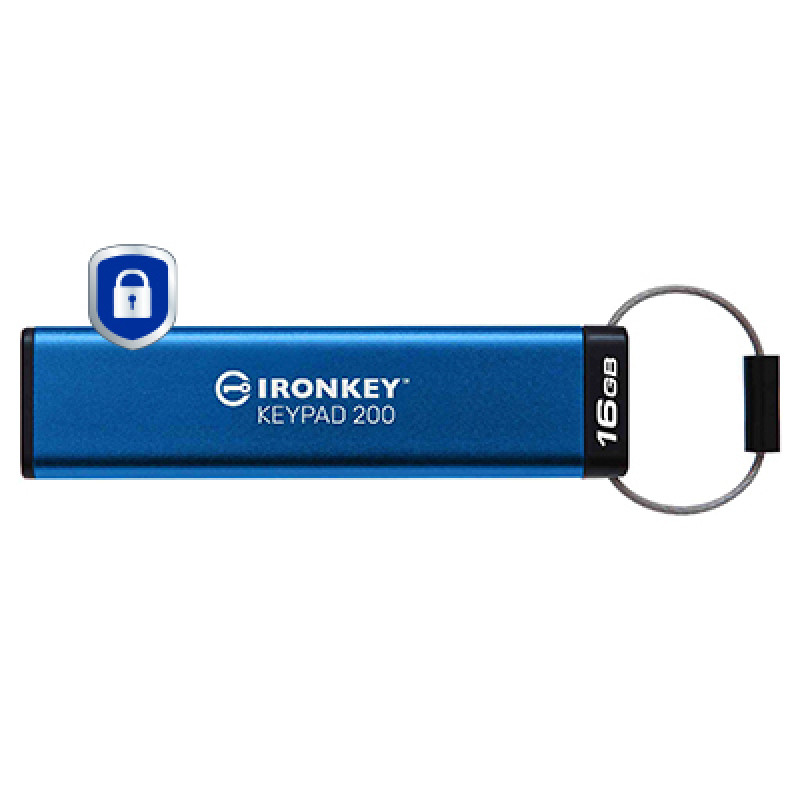 Kingston Technology IKKP200/16GB IronKey Keypad 200 de 16 GB, FIPS 140-3 nivel 3 cifrado AES-256, 16 GB, USB tipo A, 3.2 Gen 1