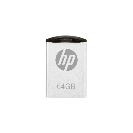 HP HPFD222W-64P v222w, 64 GB, USB tipo A, 2.0, 14 MB/s, Sin tapa, Negro, Plata