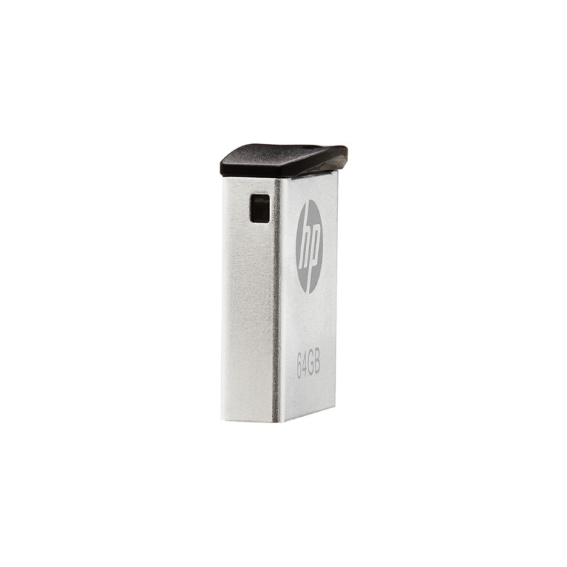 HP HPFD222W-64P v222w, 64 GB, USB tipo A, 2.0, 14 MB/s, Sin tapa, Negro, Plata
