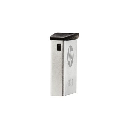 HP HPFD222W-64P v222w, 64 GB, USB tipo A, 2.0, 14 MB/s, Sin tapa, Negro, Plata