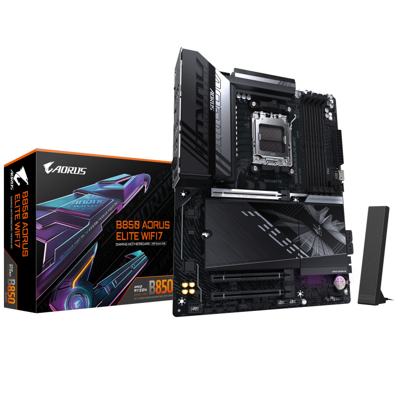 GIGABYTE B850 A ELITE WF7 B850 AORUS ELITE WIFI7 Placa Base - Procesadores AMD Ryzen Serie 9000, VRM digital de 14+2+2 fases,