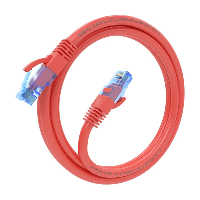 AISENS A135-0790 Cable De Red Latiguillo RJ45 Cat.6 UTP AWG26 CCA, Rojo, 1.5 m, 1,5 m, Cat6, U/UTP (UTP), RJ-45, RJ-45, Rojo