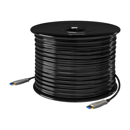 AISENS A148-0698 Cable HDMI V2.0 AOC Premium Alta Velocidad / Hec 4K@60Hz 4:4:4 18Gbps, A/M-A/M, Negro, 100m, 100 m, HDMI tipo